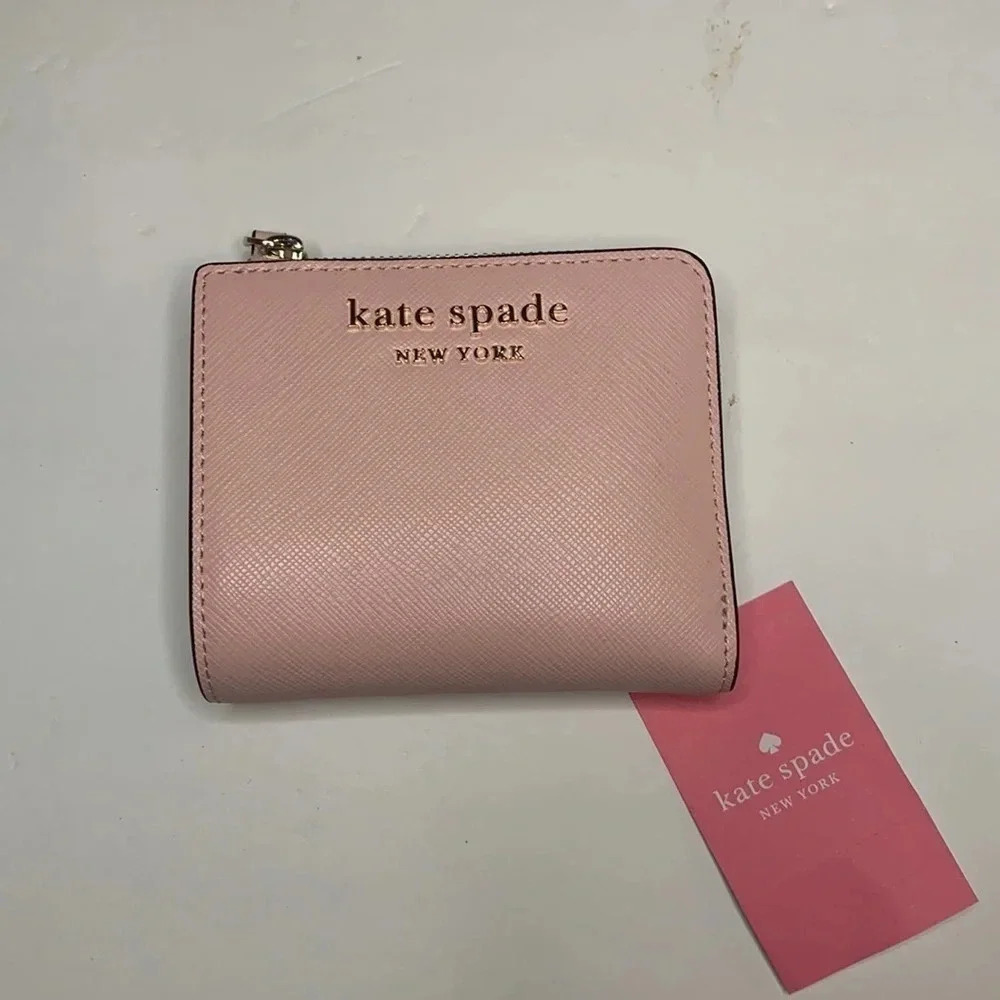 Kate Spade Wallet Saffiano Leather Cameron Crepe Pink NWT